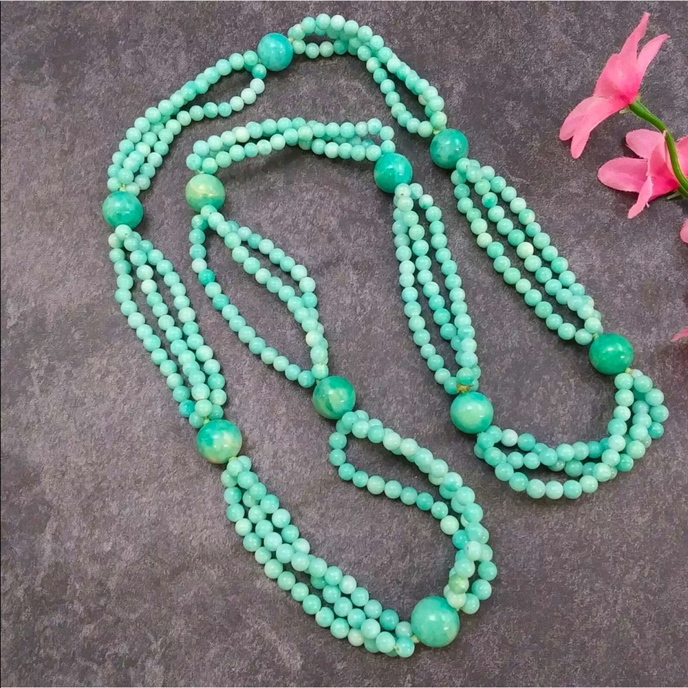 Mint Semiprecious Gemstones Beaded Necklace.26”